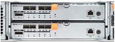 Connect up to 64 hosts with Fibre Channel switches. Add up to 96 HDDs or SSDs with MD1200 expansion arrays.
