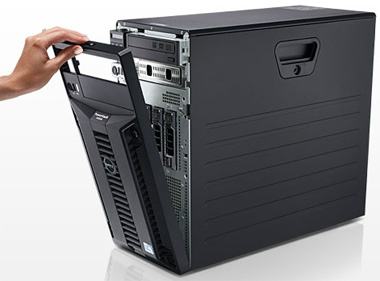 Snap-off front bezel provides easy access to the hot-swap hard-drive bays in the front of the system.
